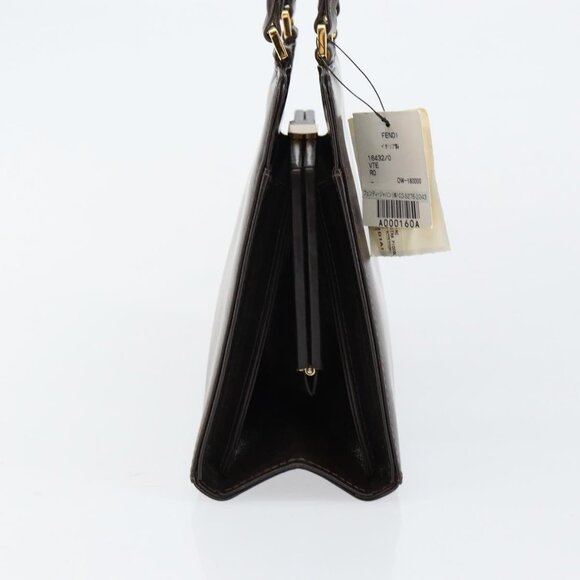 FENDI Hand Bag Leather Brown Gold Auth gh869 - Picture 5 of 16